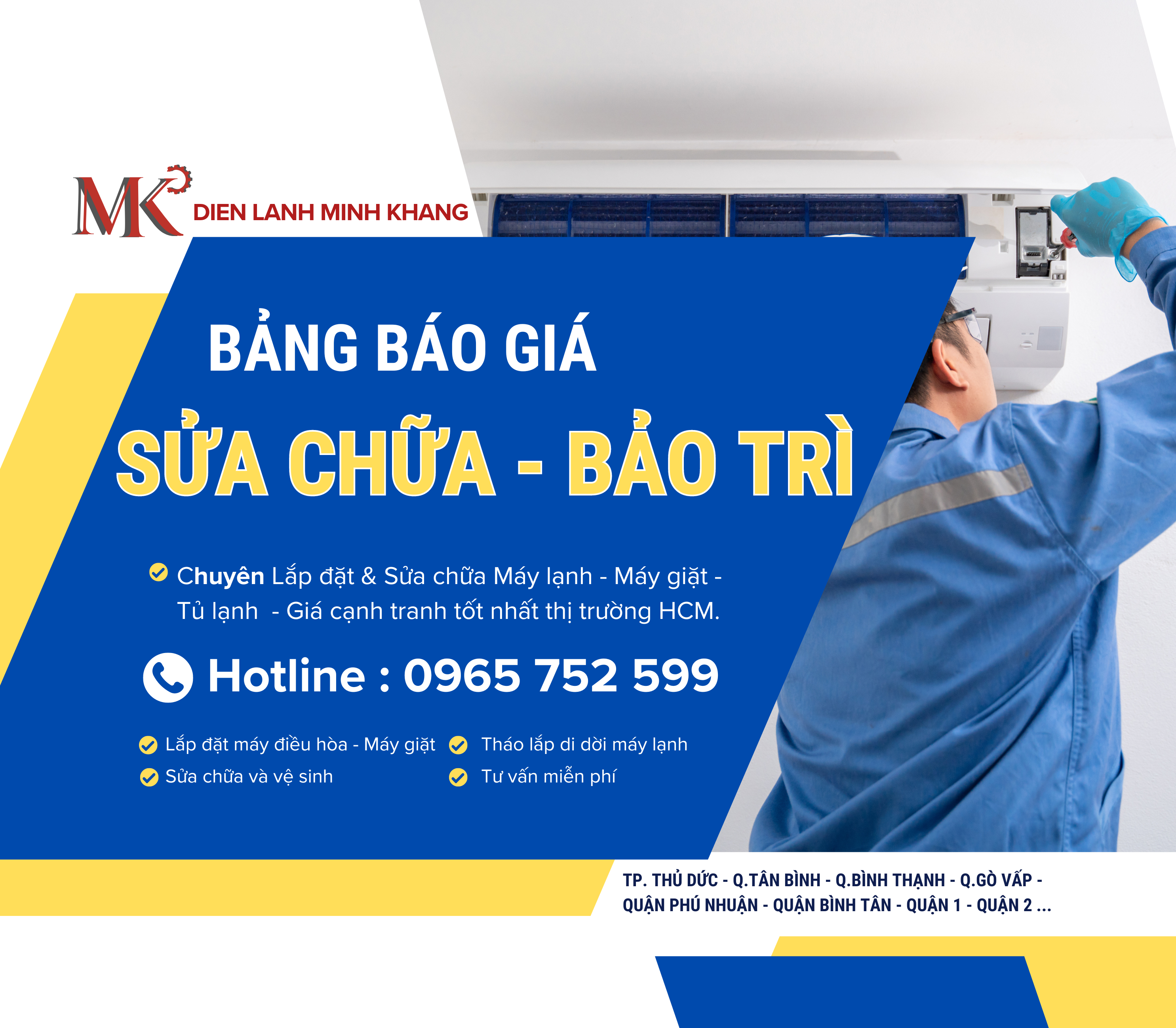 BẢNG GIÁ SỬA CHỮA MÁY LẠNH 2024