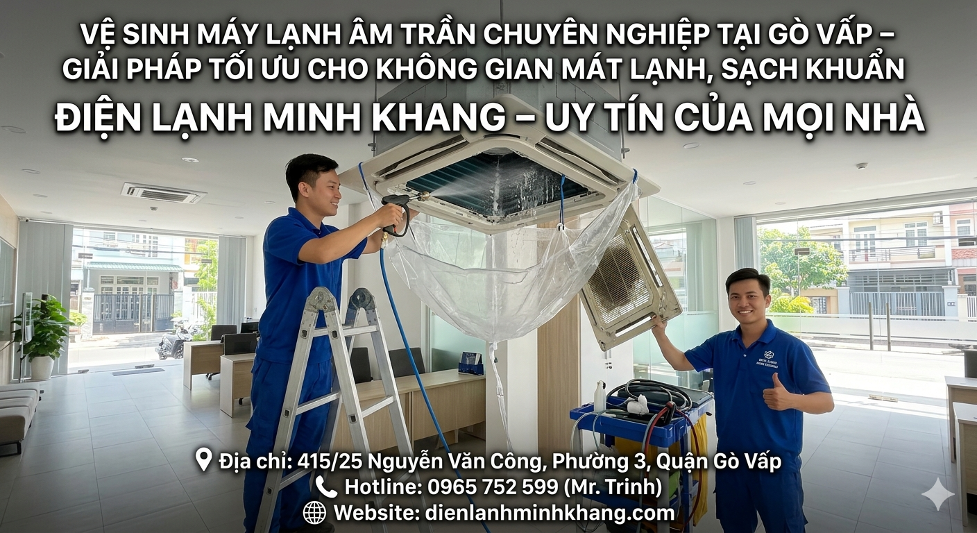 Vệ sinh máy lạnh âm trần chuyên nghiệp tại Gò Vấp – Giải pháp tối ưu cho không gian mát lạnh, sạch khuẩn