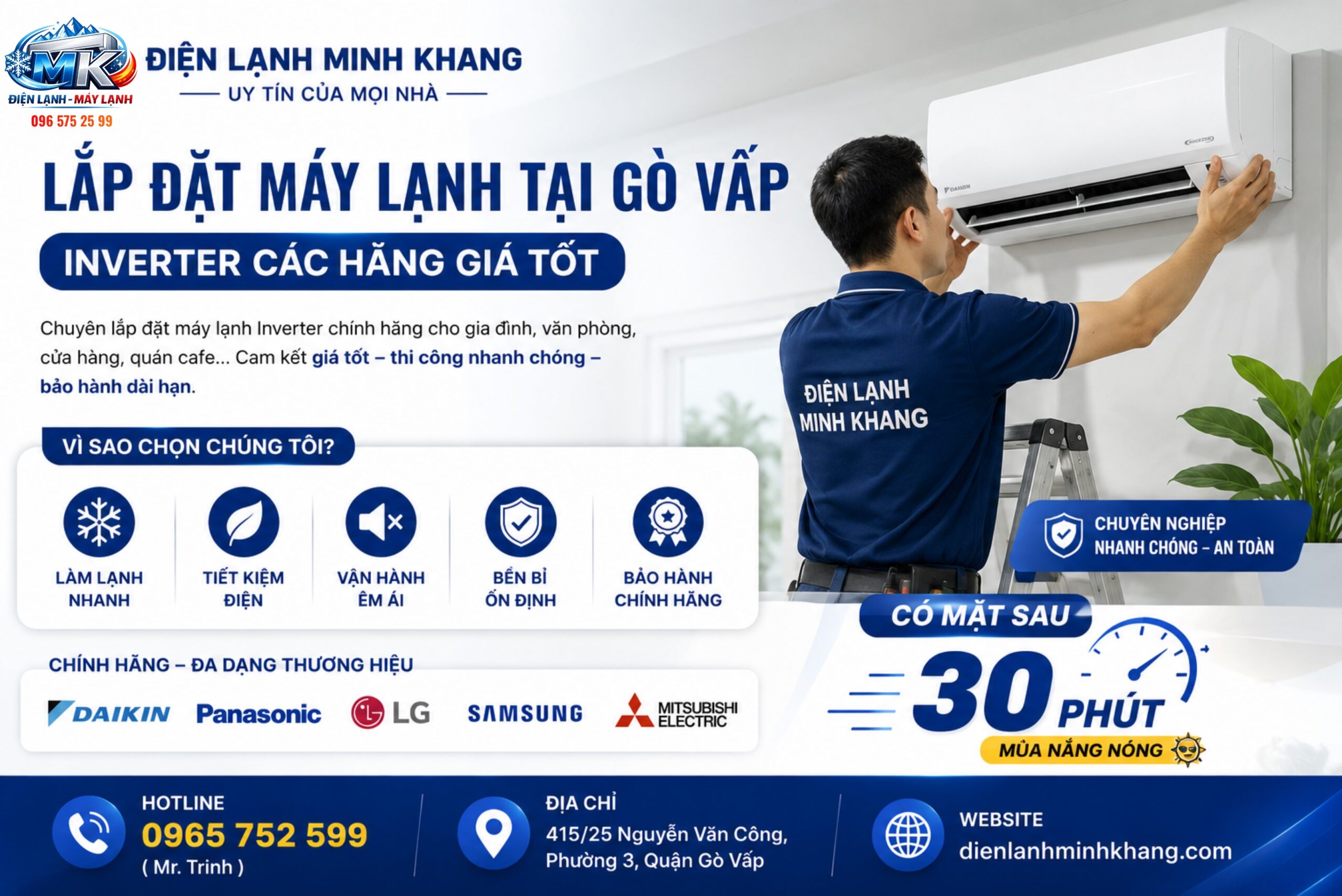 Lắp Đặt Máy Lạnh Inverter Tại Tân Bình Giá Tốt – Có Mặt Sau 30 Phút