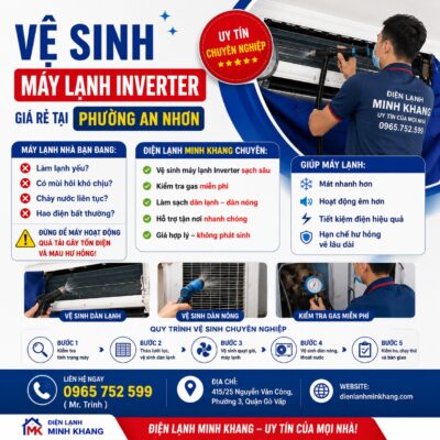 Vệ Sinh Máy Lạnh Inverter Giá Rẻ Tại Phường An Nhơn – ĐIỆN LẠNH MINH KHANG GÒ VẤP