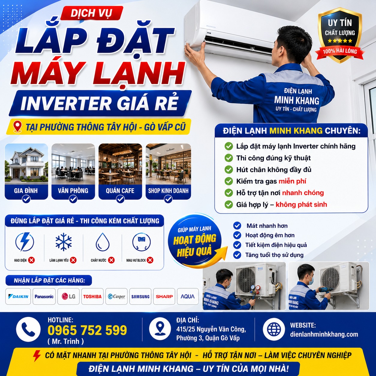 Lắp Đặt Máy Lạnh Inverter Giá Rẻ Tại Phường Thông Tây Hội – Gò Vấp Cũ | Thi Công Chuyên Nghiệp, Tiết Kiệm Điện
