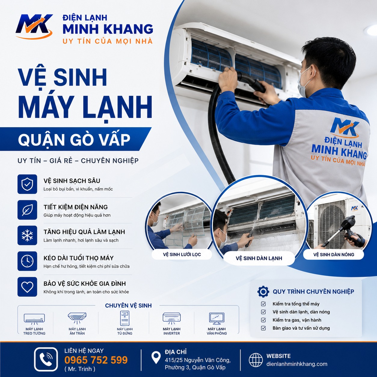 Vệ Sinh Máy Lạnh Quận Gò Vấp Uy Tín Giá Rẻ – Điện Lạnh Minh Khang