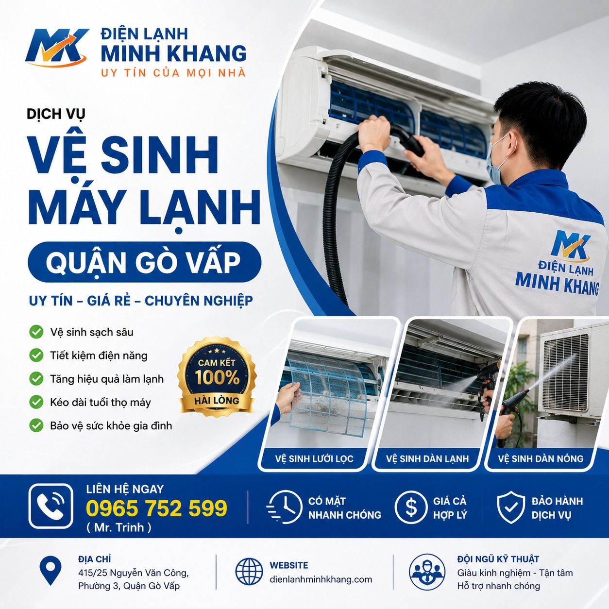 Vệ Sinh Máy Lạnh Quận Gò Vấp Uy Tín Giá Rẻ – Điện Lạnh Minh Khang
