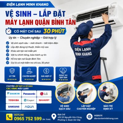 Vệ Sinh máy lạnh và Lắp Đặt Máy Lạnh Quận Bình Tân Giá Rẻ, Có Mặt Sau 30 Phút