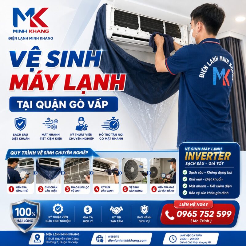Vệ Sinh Máy Lạnh Quận Gò Vấp Giá Rẻ 2026 | Có Mặt Nhanh - Điện Lạnh Minh Khang