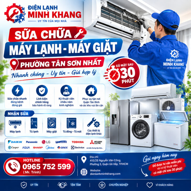 Sửa Máy Lạnh, Máy Giặt Phường Tân Sơn Nhất | Minh Khang