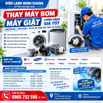 THAY MÁY BƠM MÁY GIẶT CHÍNH HÃNG – LỒNG NGANG, LỒNG ĐỨNG GIÁ TỐT